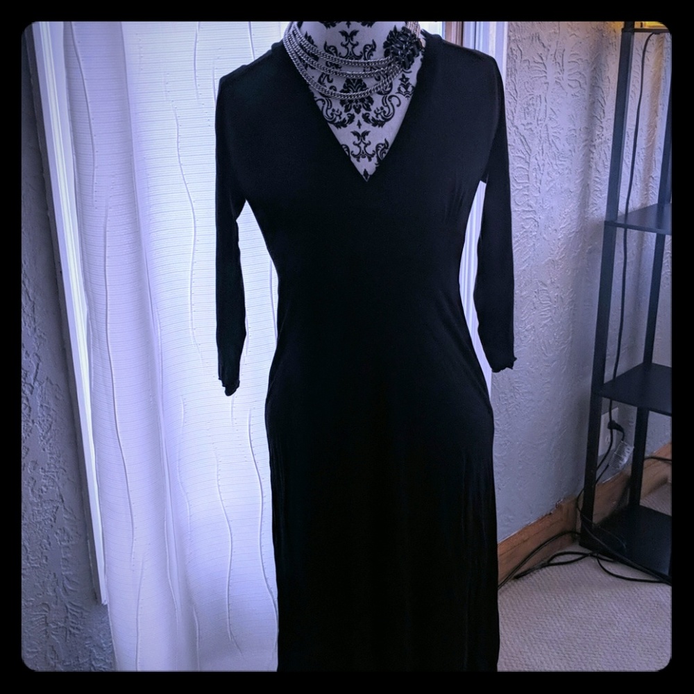 aude. Brand 3/4 sleeves classic black dress -sm